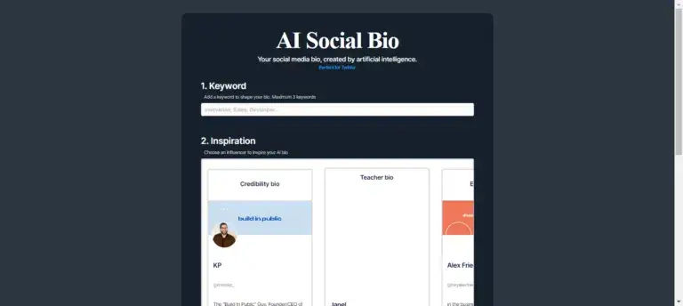 אתר AI Social Bio