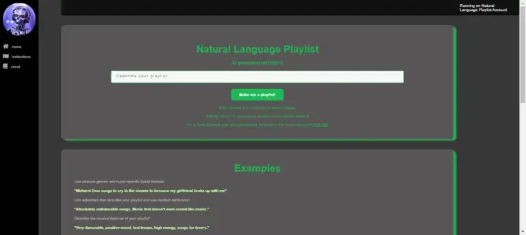 אתר Natural Language Playlist