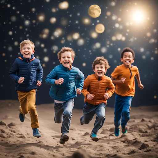 ילדים רצים על הירח